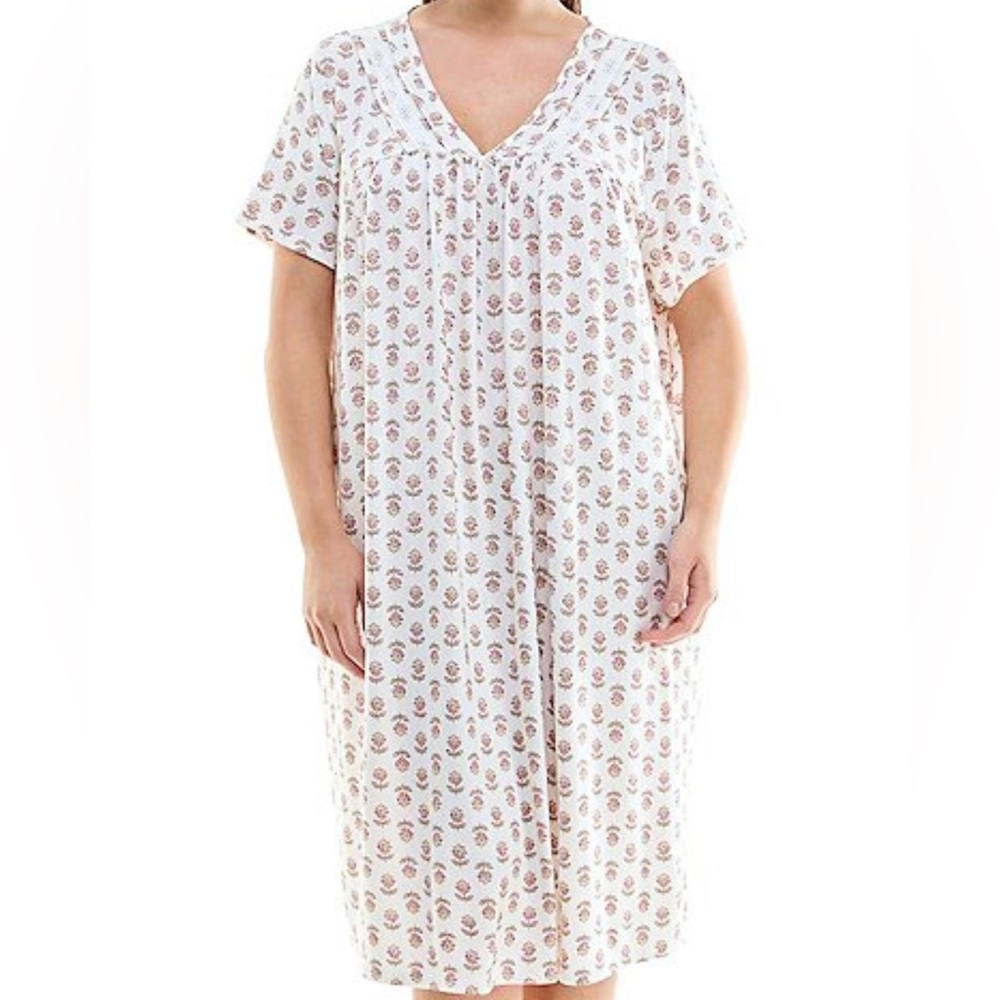 Croft & Barrow PIA FLORAL Soft White and Pink Print Nightgown 4X NWT